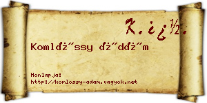 Komlóssy Ádám névjegykártya